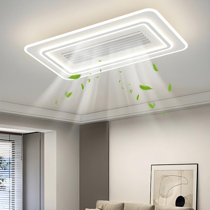 Modern Simple White Bladeless Flush Ceiling Fan Light