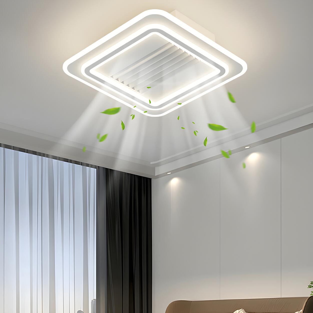 Modern Simple White Bladeless Flush Ceiling Fan Light