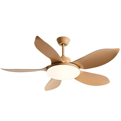 Modern Simple Wood Standard Ceiling Fan with LED Light