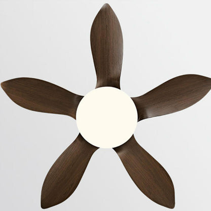 Modern Simple Wood Standard Ceiling Fan with LED Light