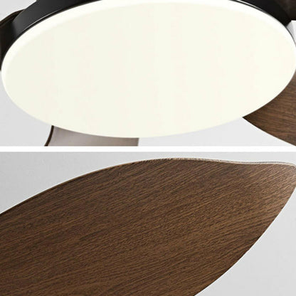 Modern Simple Wood Standard Ceiling Fan with LED Light