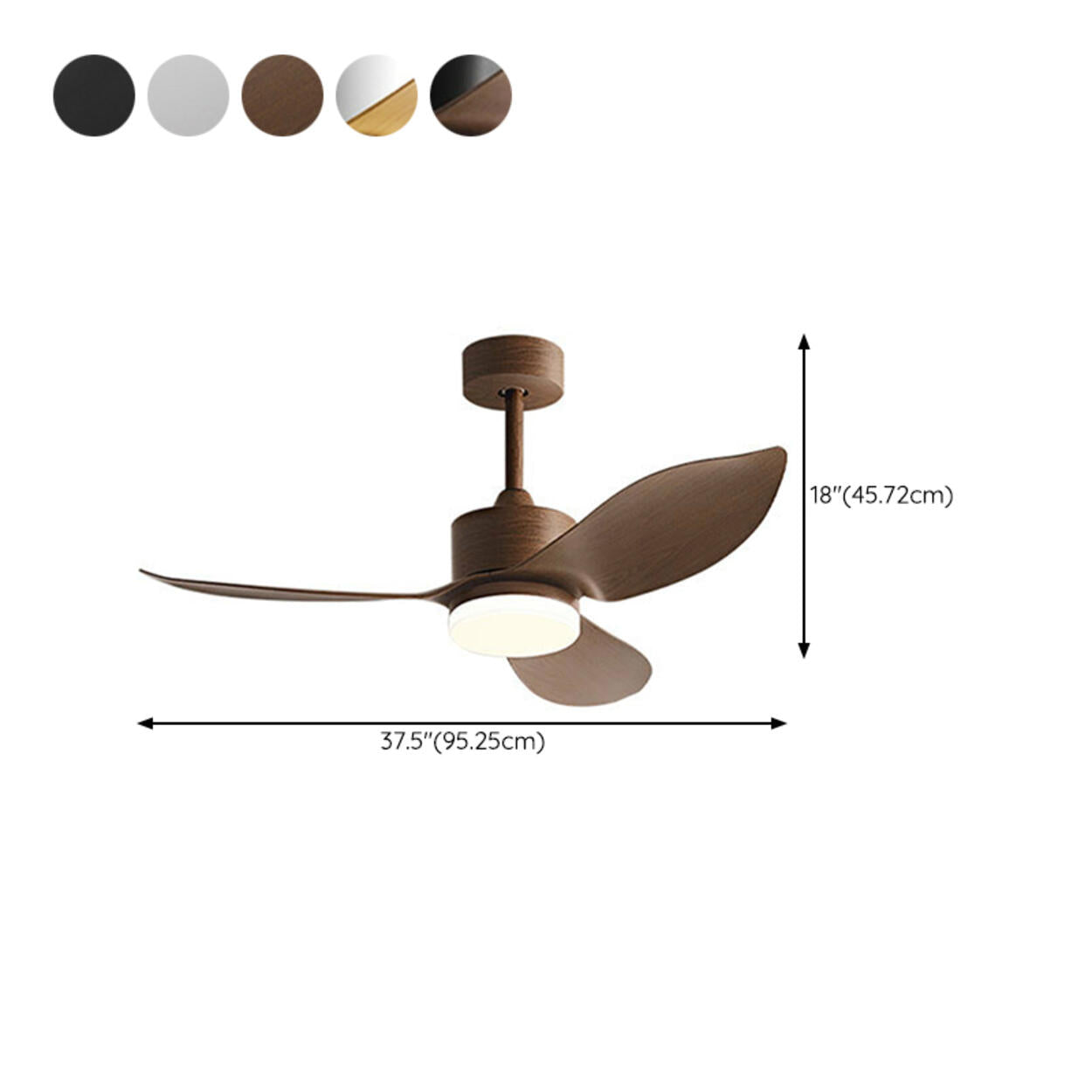 Modern Simple Wood Standard Ceiling Fan with LED Light