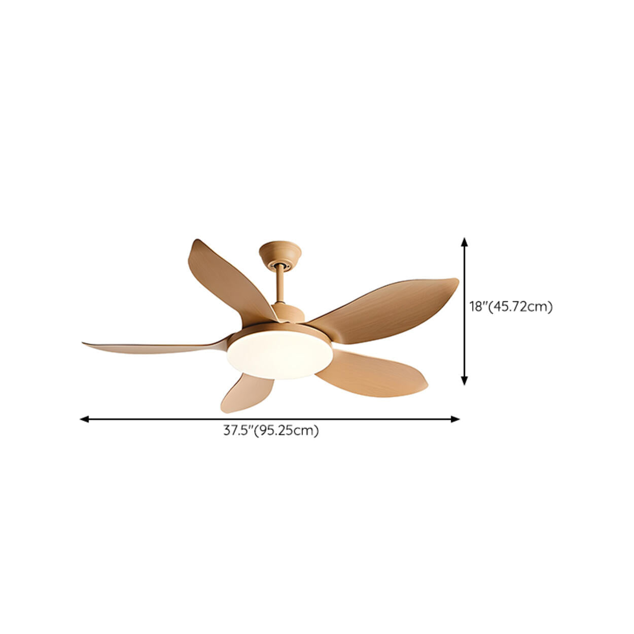 Modern Simple Wood Standard Ceiling Fan with LED Light