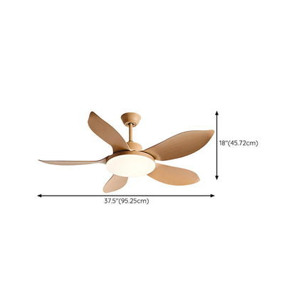 Modern Simple Wood Standard Ceiling Fan with LED Light