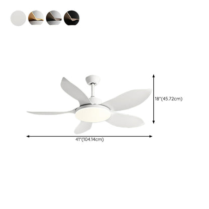 Modern Simple Wood Standard Ceiling Fan with LED Light