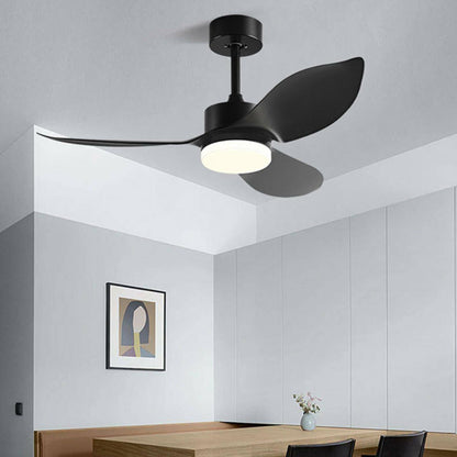 Modern Simple Wood Standard Ceiling Fan with LED Light