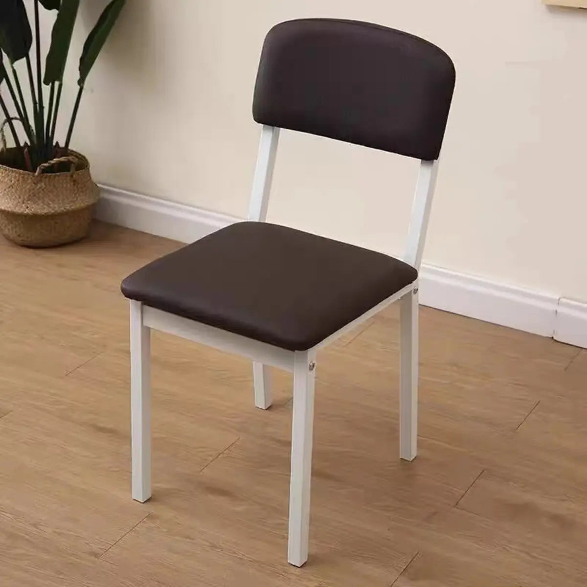 Modern Square Metal Office Stool Chair Black White Compact