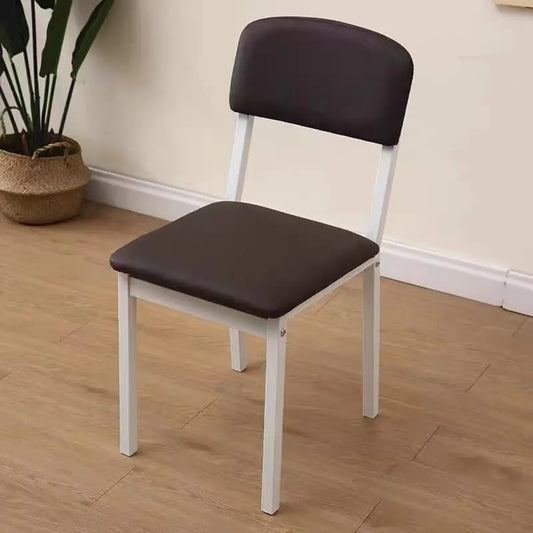 Modern Square Metal Office Stool Chair Black White Compact