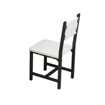 Modern Square Metal Office Stool Chair Black White Compact