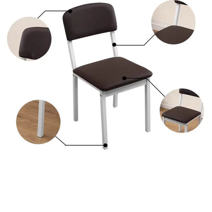 Modern Square Metal Office Stool Chair Black White Compact