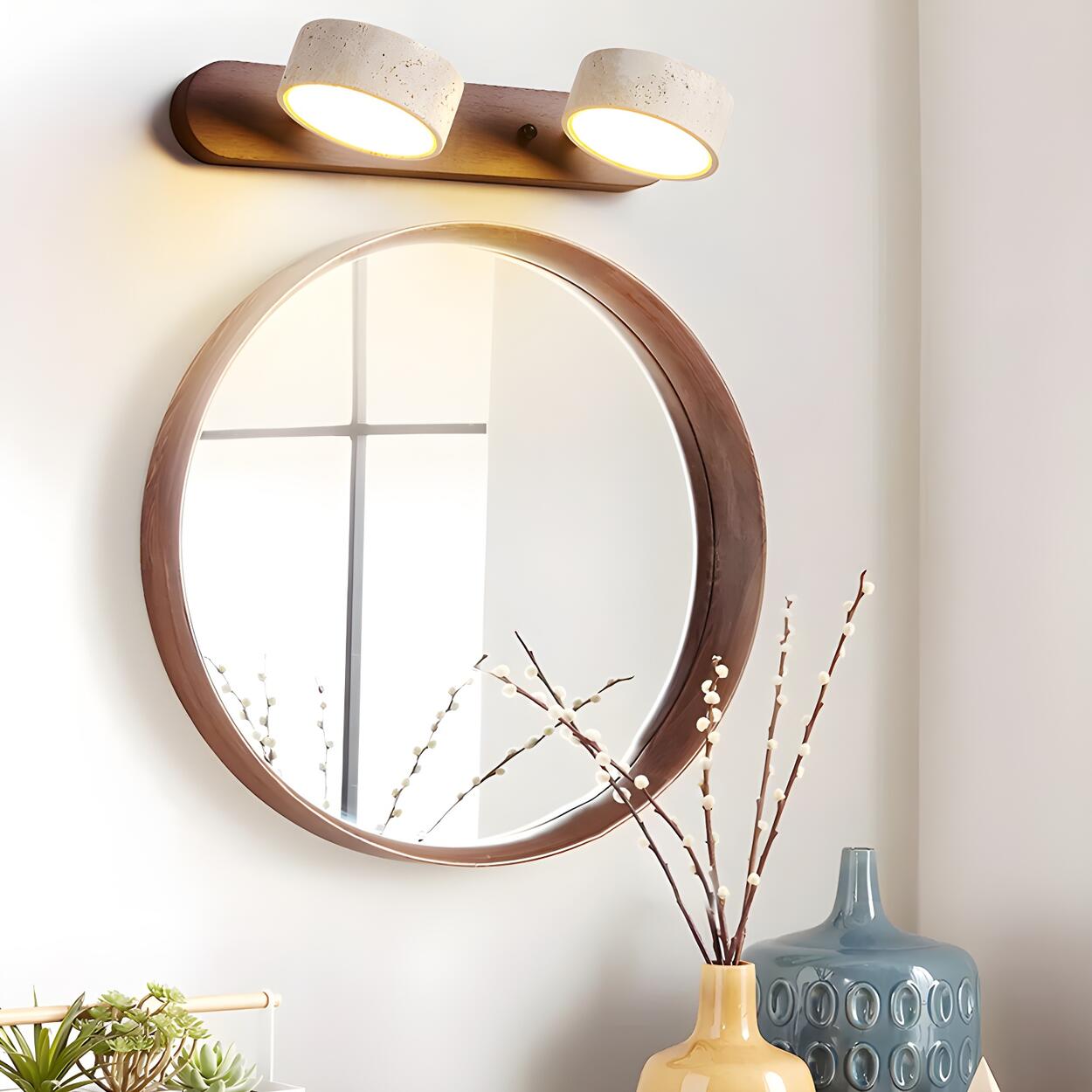 Modern Stone Circular Multi-Light LED Vanity Light