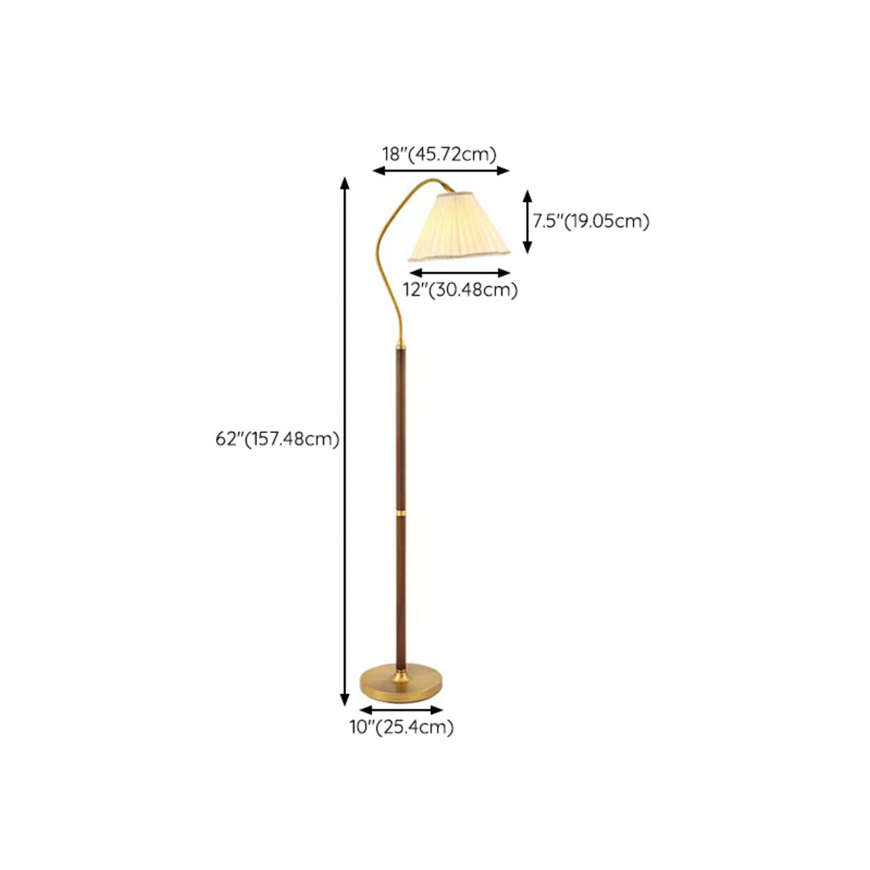 Modern Trendy Pleated Brown Wood Arched Floor Lamp