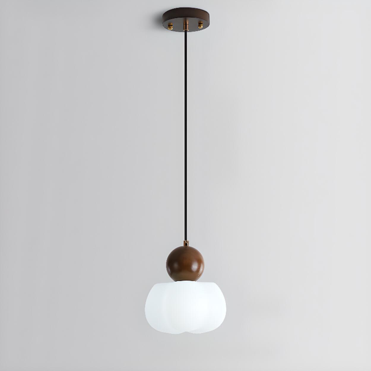 Modern Variable Length Floral Drum Wood Pendant Light