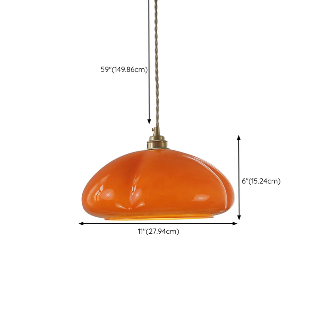 Modern Vibrant Orange Pumpkin Glass Pendant Light