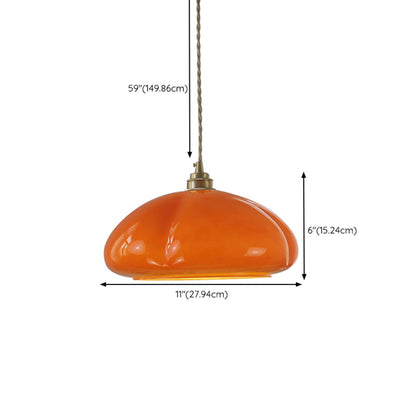 Modern Vibrant Orange Pumpkin Glass Pendant Light