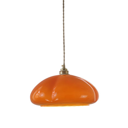 Modern Vibrant Orange Pumpkin Glass Pendant Light