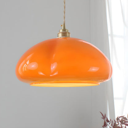 Modern Vibrant Orange Pumpkin Glass Pendant Light