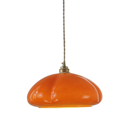 Modern Vibrant Orange Pumpkin Glass Pendant Light