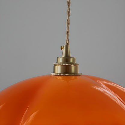 Modern Vibrant Orange Pumpkin Glass Pendant Light