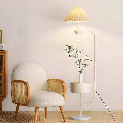 Modern White Dome and Arc Floor Lamp with Storage