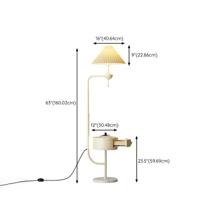 Modern White Dome and Arc Floor Lamp with Storage