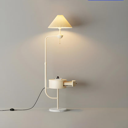 Modern White Dome and Arc Floor Lamp with Storage