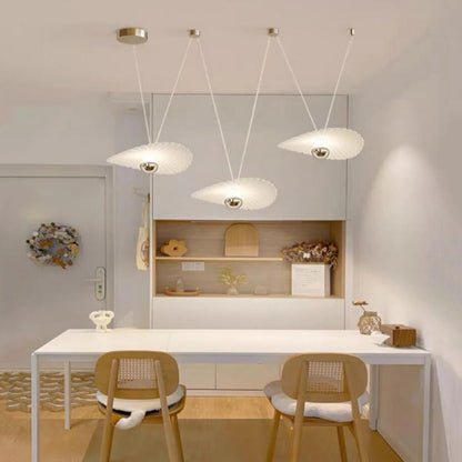 Modern White Shell Pendant Light Adjustable Height