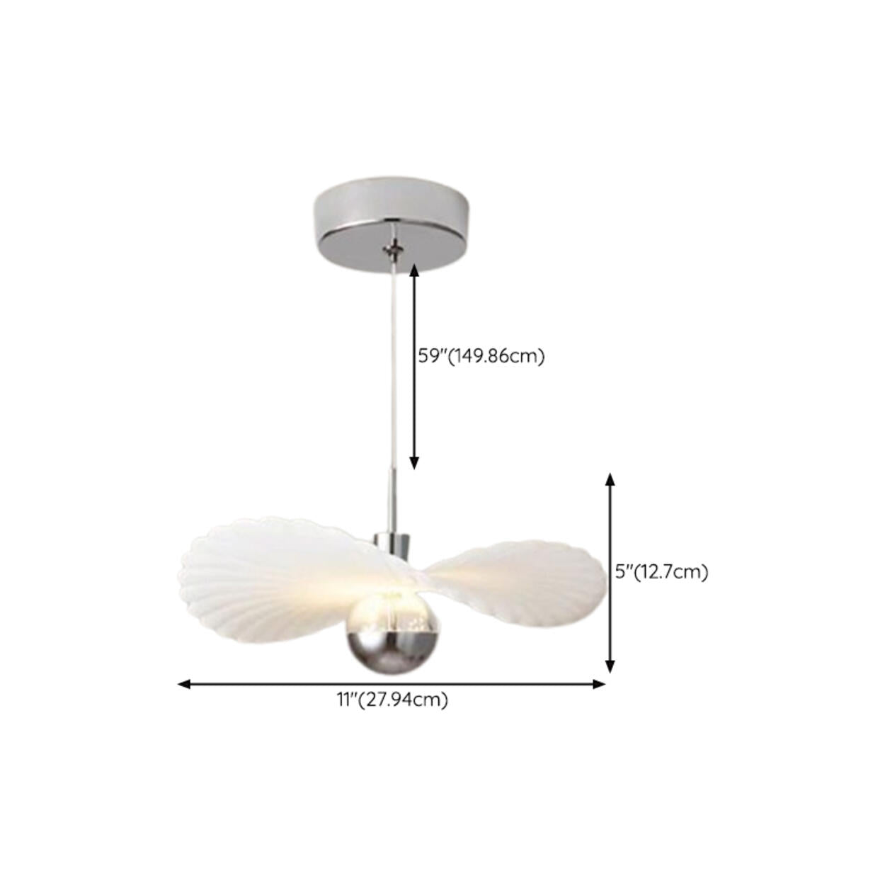 Modern White Shell Pendant Light Adjustable Height