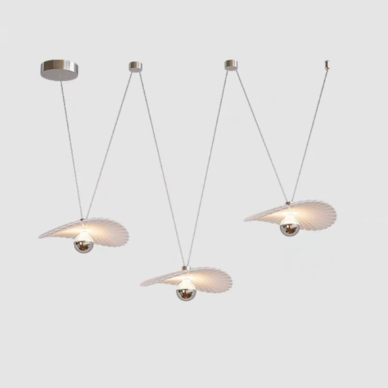 Modern White Shell Pendant Light Adjustable Height