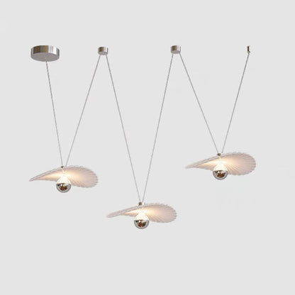 Modern White Shell Pendant Light Adjustable Height