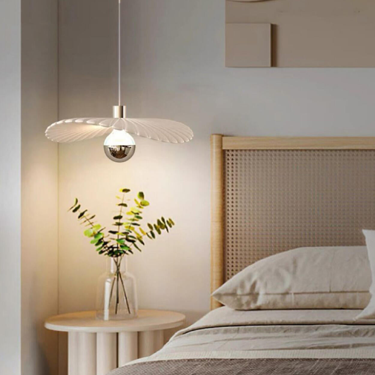 Modern White Shell Pendant Light Adjustable Height