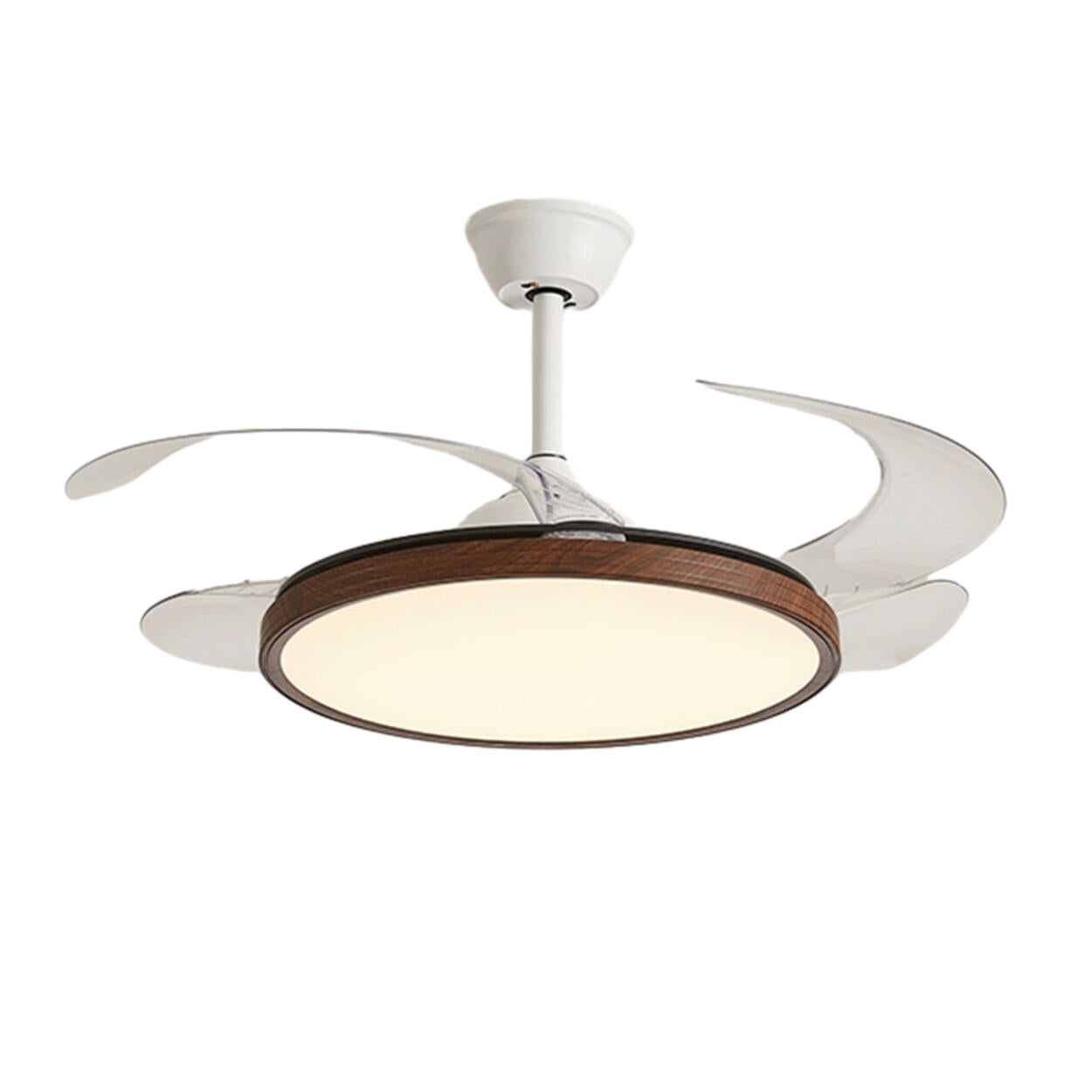 Modern Wood Retractable Blade Round Ceiling Fan Light