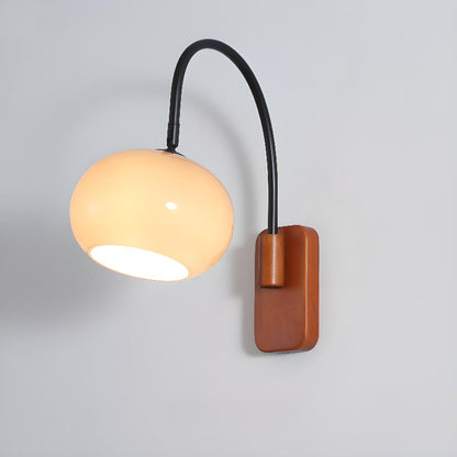 Modern Wood White Curved Arm Sconce