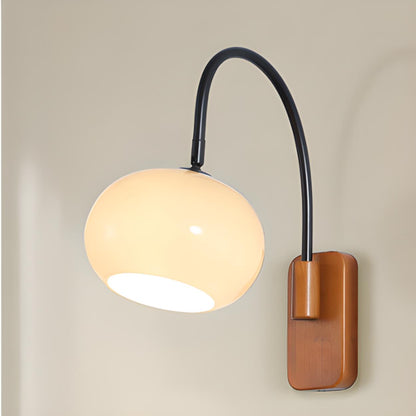 Modern Wood White Curved Arm Sconce