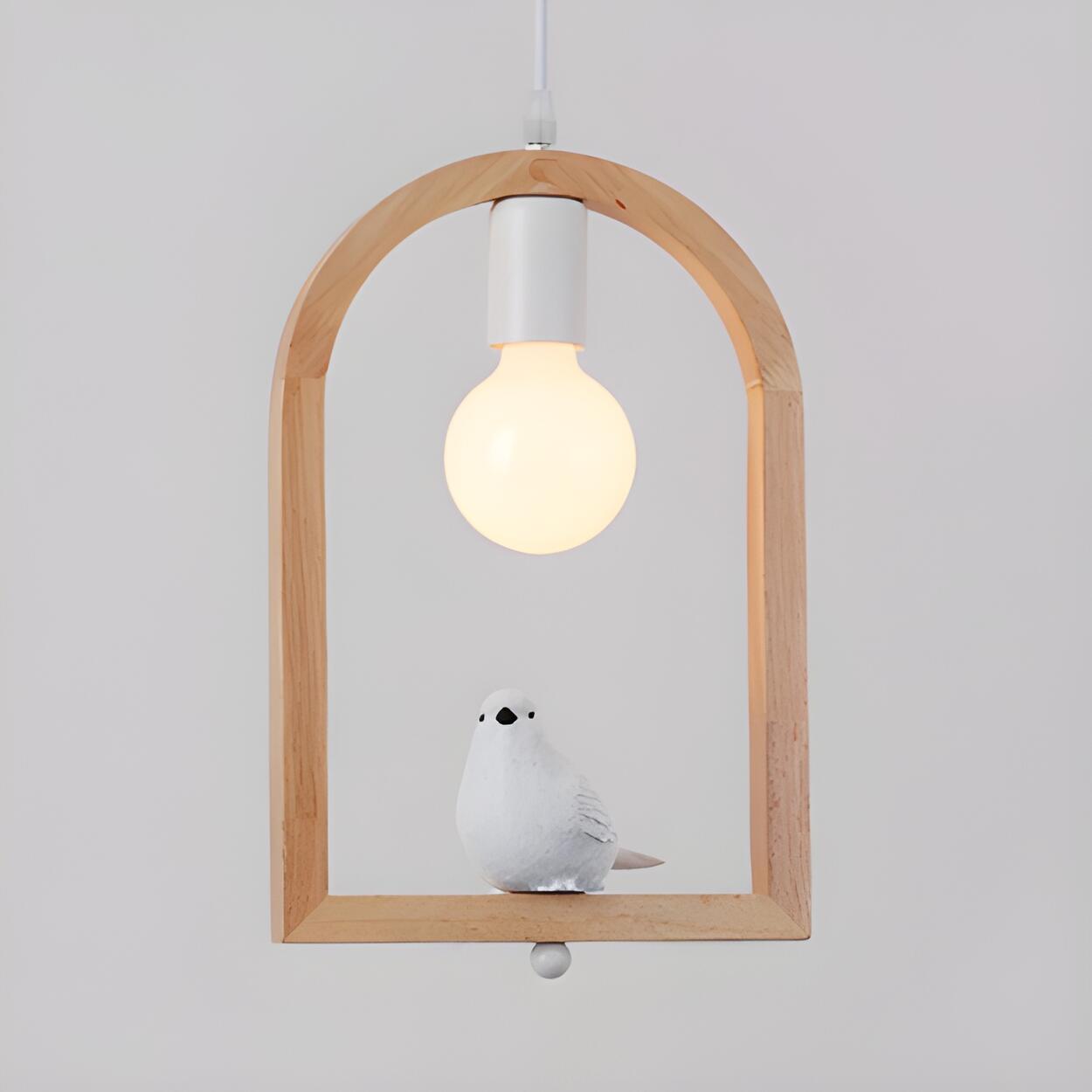 Modern Wooden Arch Angel and Bird Bedroom Pendant Light