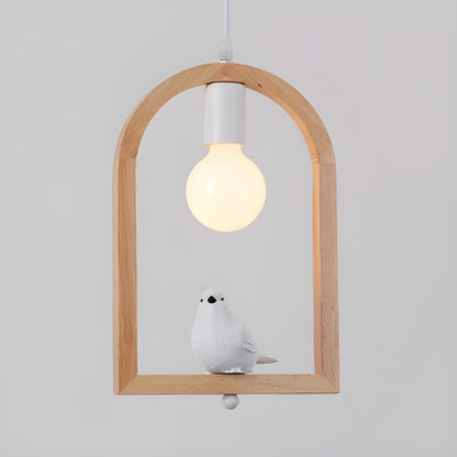 Modern Wooden Arch Angel and Bird Bedroom Pendant Light