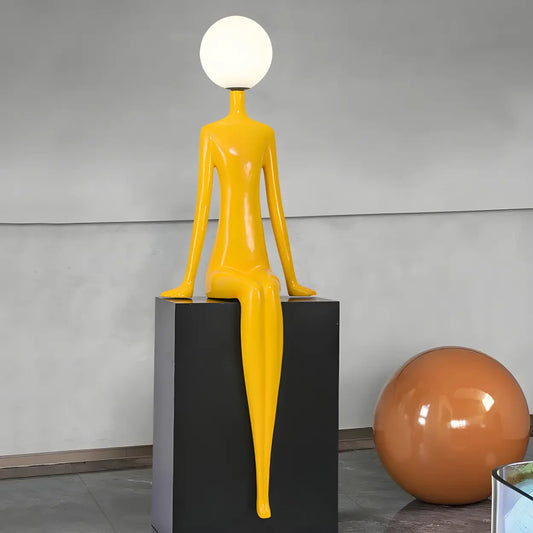 Modern Yellow Statue Abstract Resin LED Floor Lamp