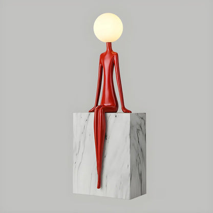 Modern Yellow Statue Abstract Resin LED Floor Lamp