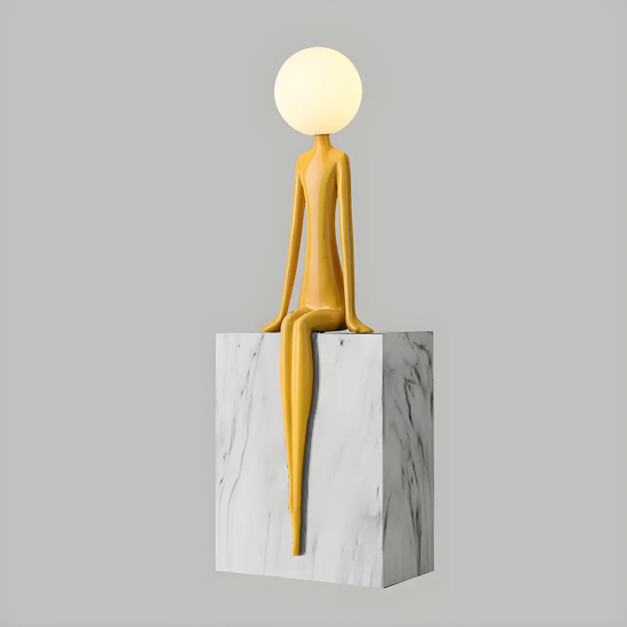 Modern Yellow Statue Abstract Resin LED Floor Lamp