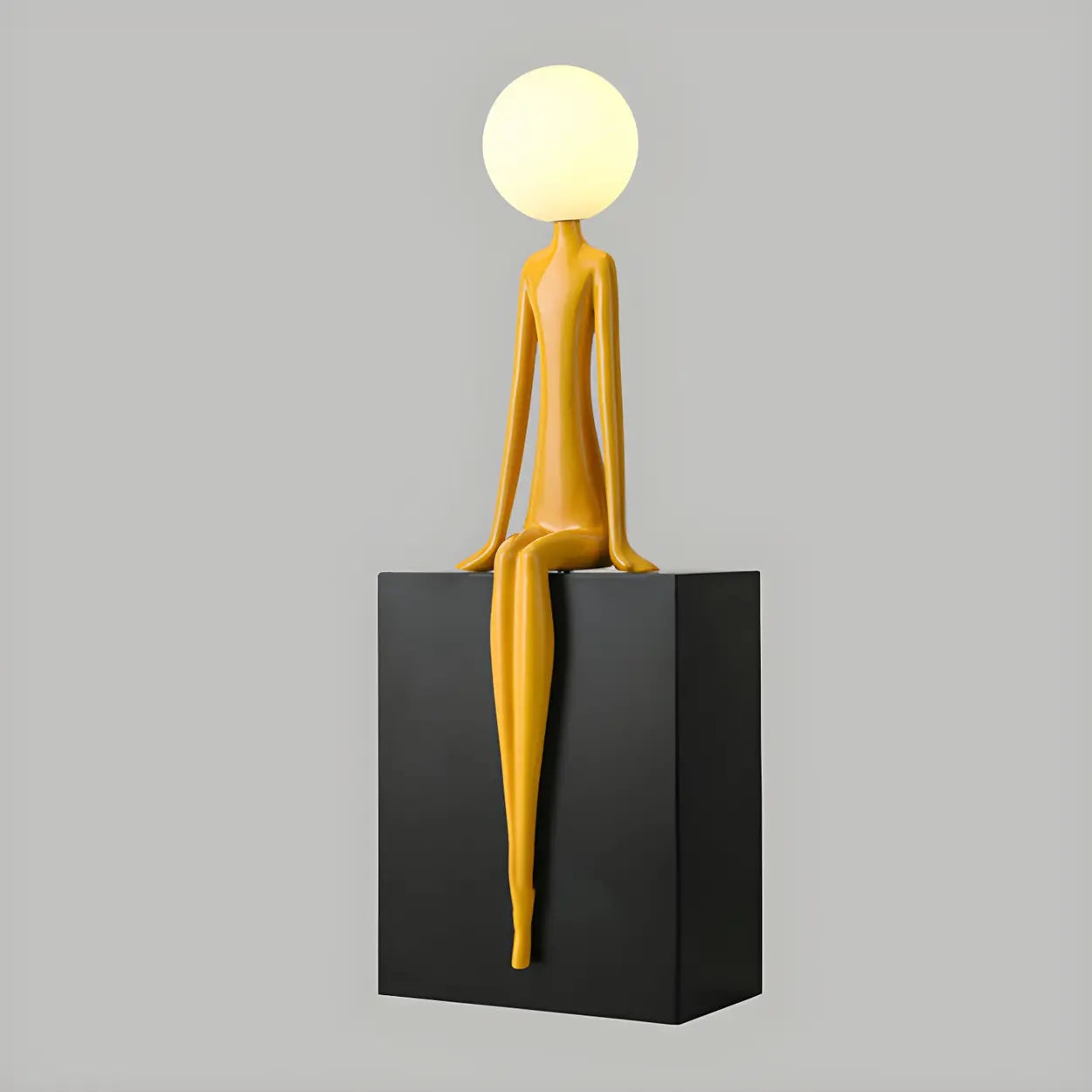 Modern Yellow Statue Abstract Resin LED Floor Lamp