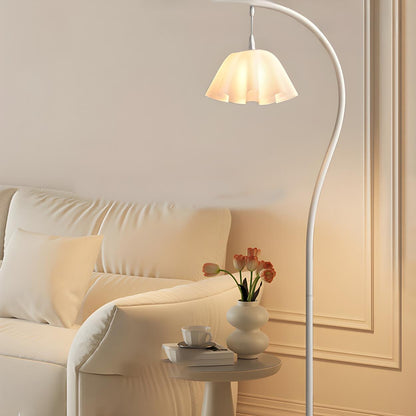 Modish White Floral Modern Curved Bedroom Floor Lamp