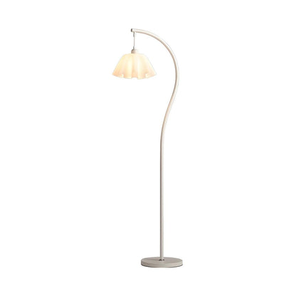 Modish White Floral Modern Curved Bedroom Floor Lamp