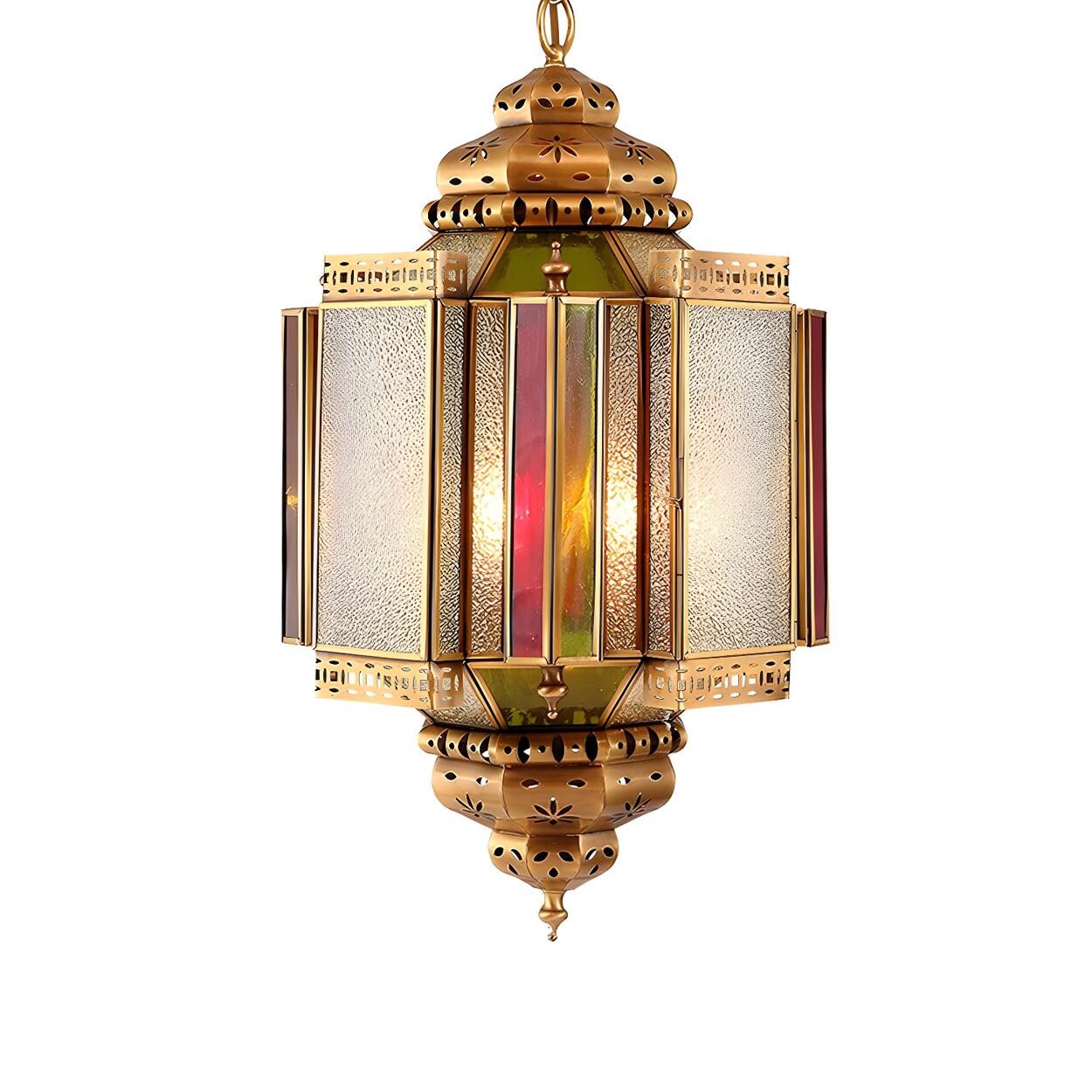 Moroccan Art Deco Brass Porch Gold Lantern Chandelier