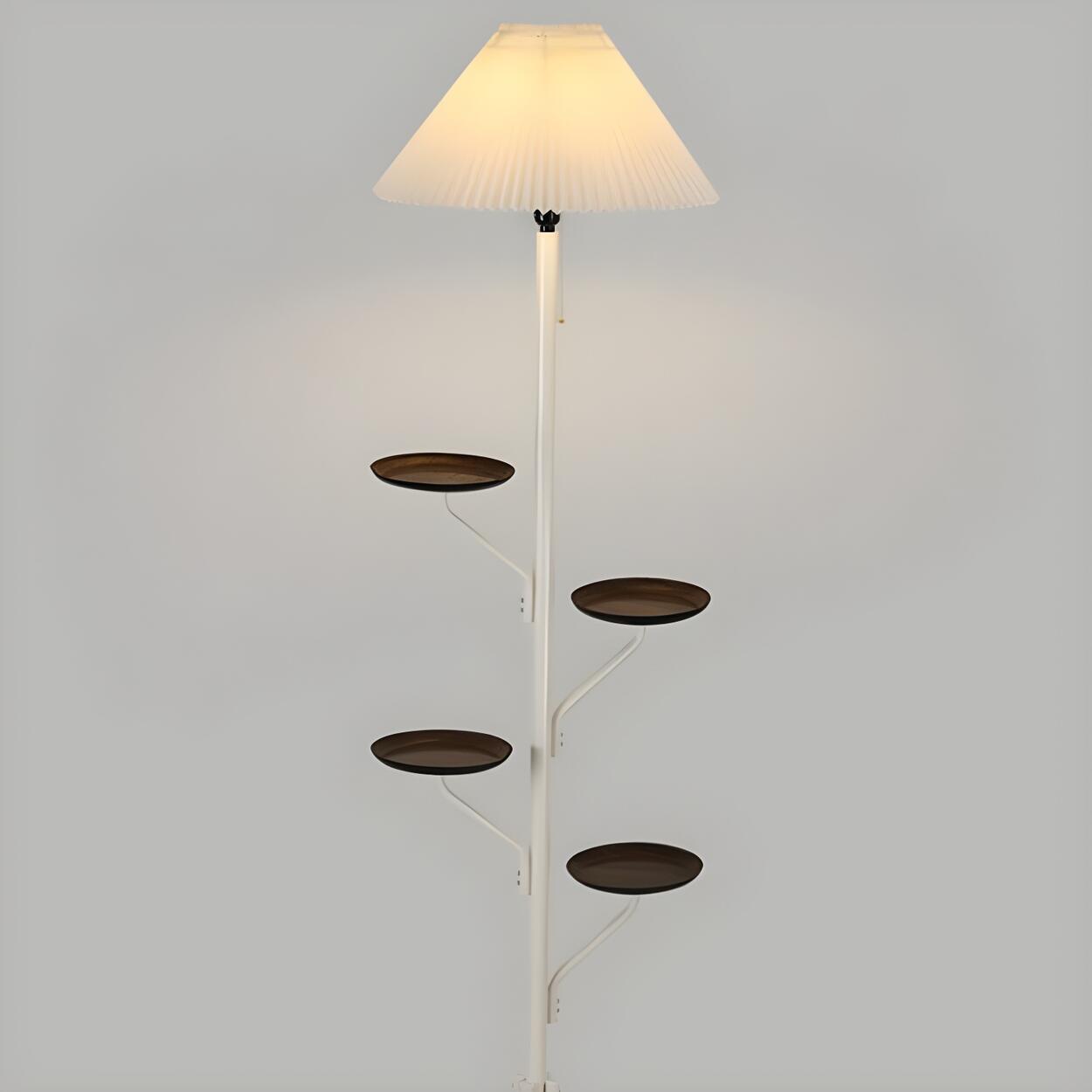 Multi-Functional Pleated Shade Floor Lamp with Shelves