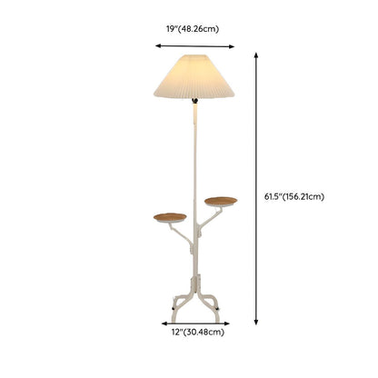 Multi-Functional Pleated Shade Floor Lamp with Shelves