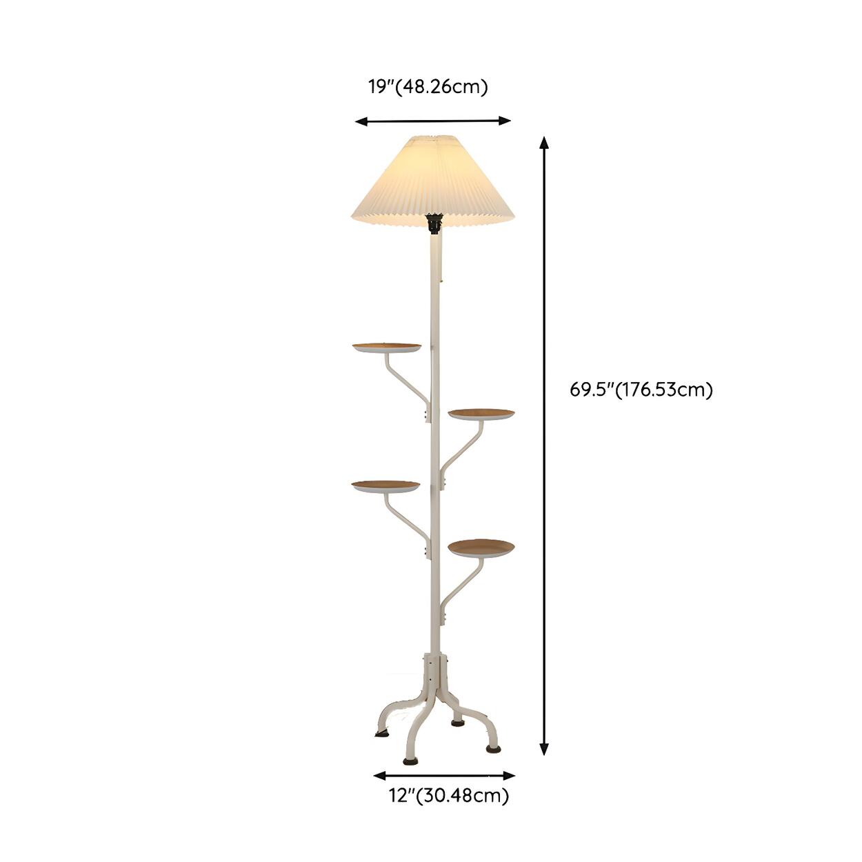 Multi-Functional Pleated Shade Floor Lamp with Shelves