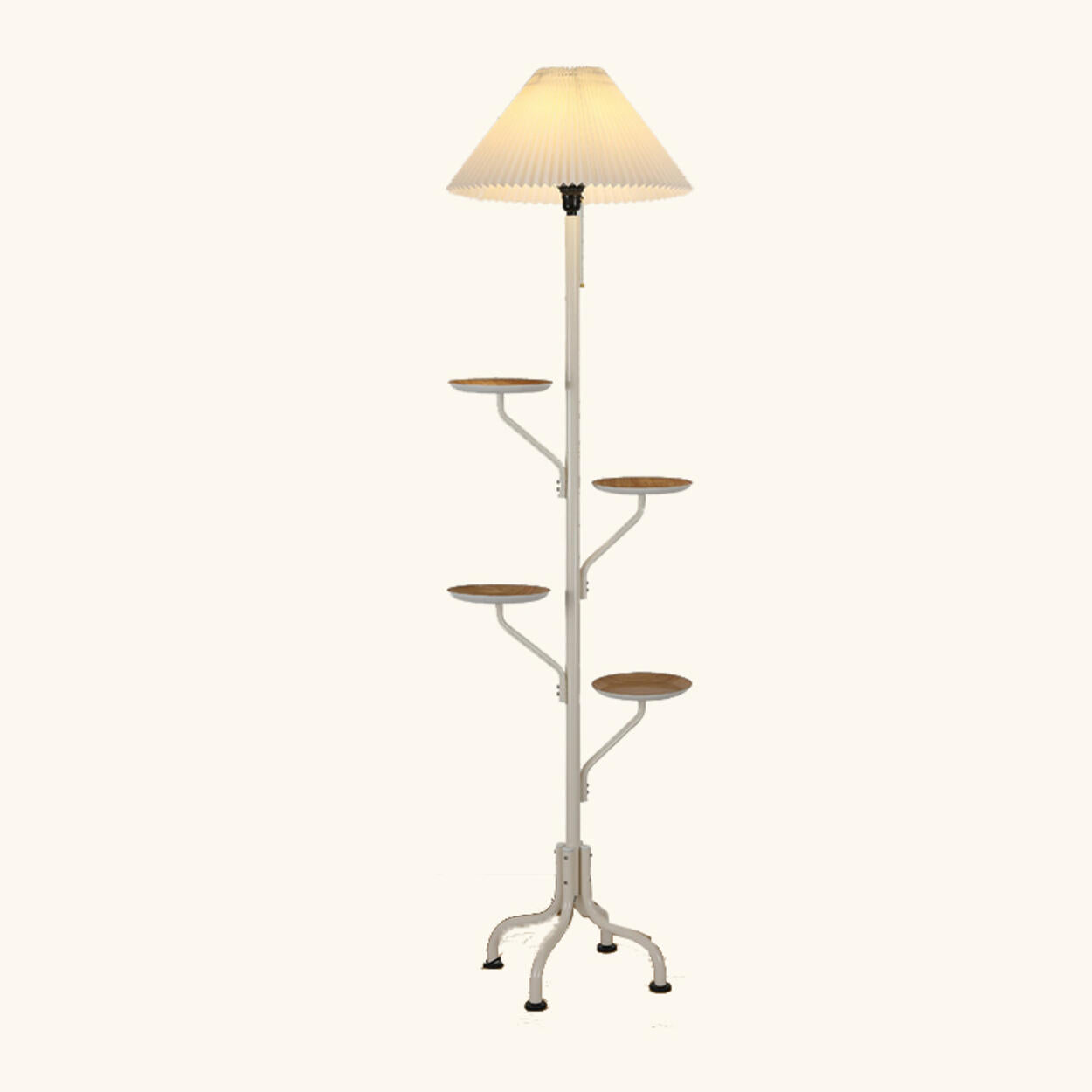 Multi-Functional Pleated Shade Floor Lamp with Shelves