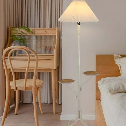 Multi-Functional Pleated Shade Floor Lamp with Shelves