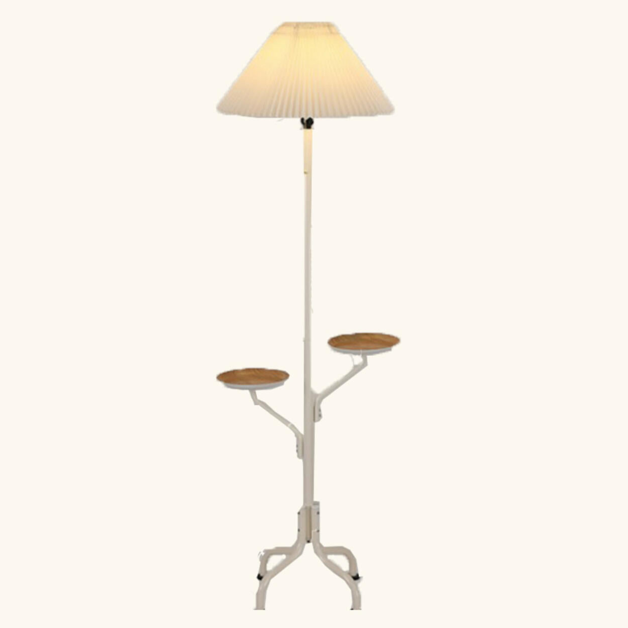 Multi-Functional Pleated Shade Floor Lamp with Shelves