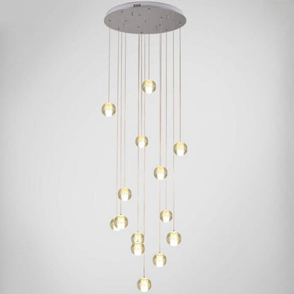 Multi-Globe Cluster Clear Glass Crystal Pendant Light